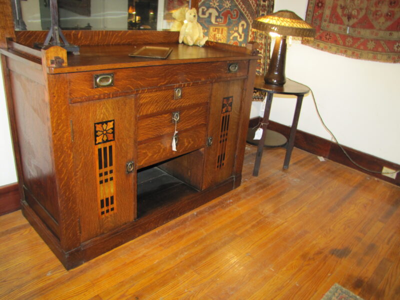 Antique SUPURB "Shop of the crafter" - a rare sideboard with inlay - SOLD - Image 3
