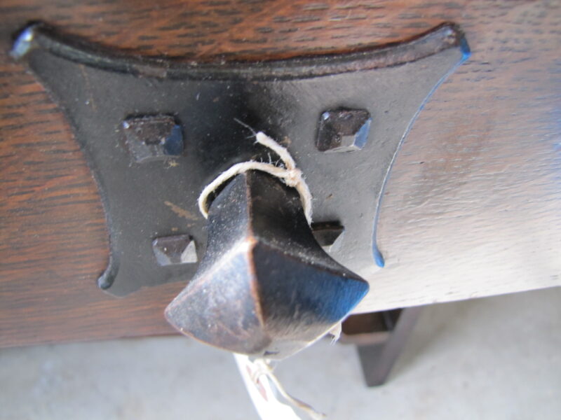 Antique SUPURB RARE GUSTAV STICKLEY serving table with rare hammered iron star pull circa 1901 - SOLD - Image 4