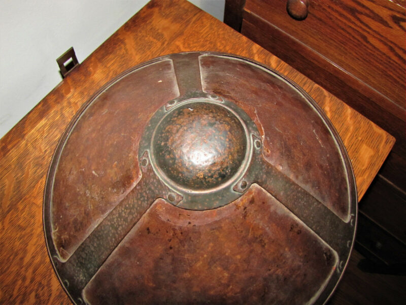 Superb A&C Hammered Copper Table Lamp with Mica Shade w5384 (stickley era). - Image 6