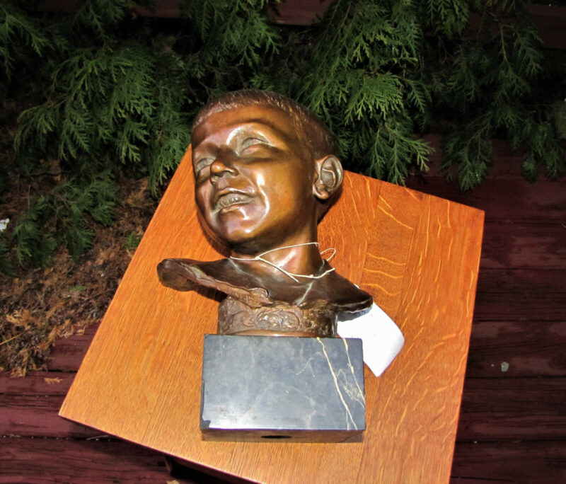 Antique Roman Bronze Works NY Boy Bust Sculpted by C. Luini. W5082 - Image 3
