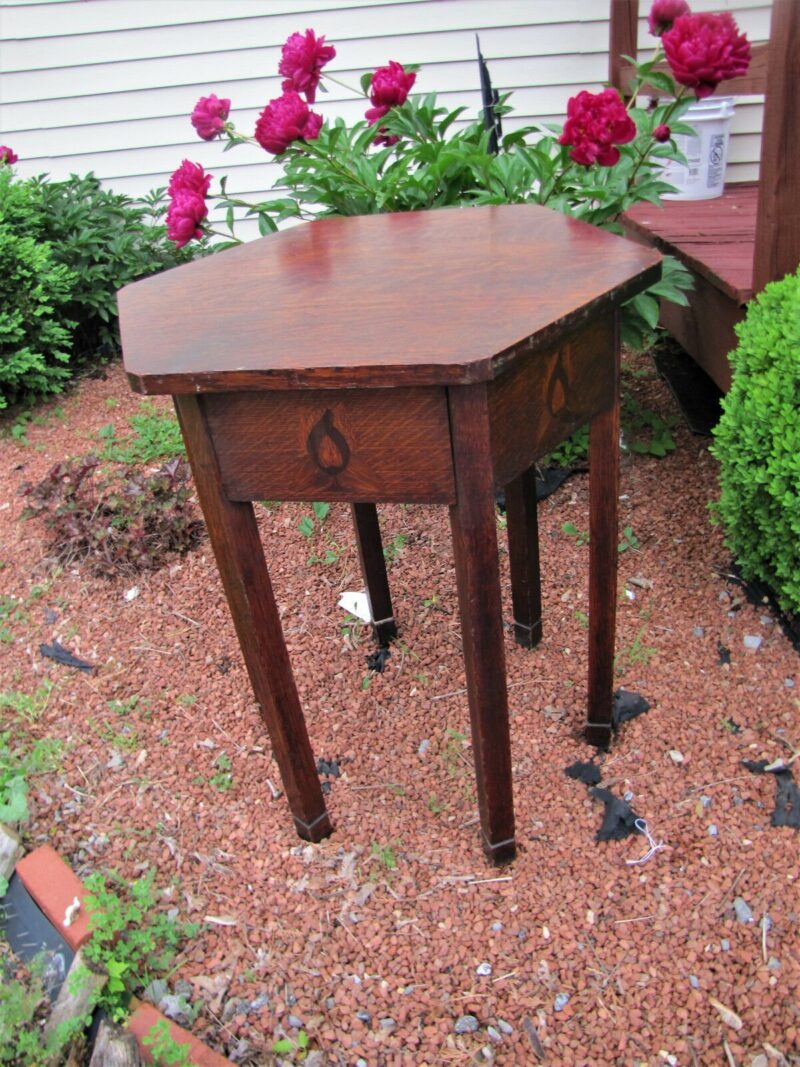 Superb & Rare Early Stickley Brothers Hexagon Top Table with Inlays inv5174 - SOLD