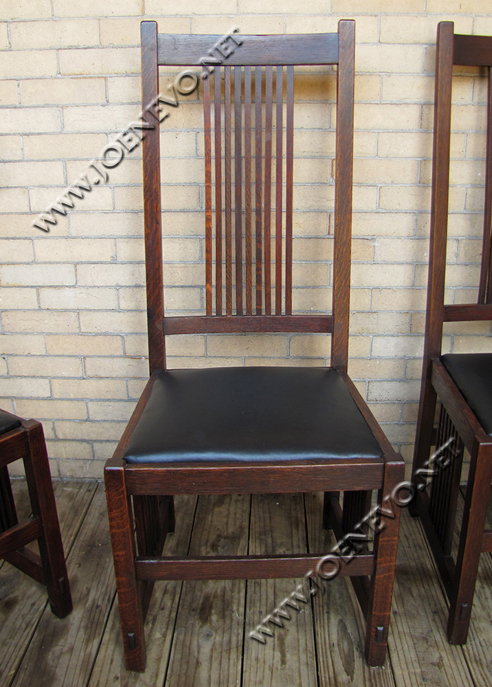 SUPERB and RARE complete set of eight GUSTAV STICKLEY spindled chairs | w1875