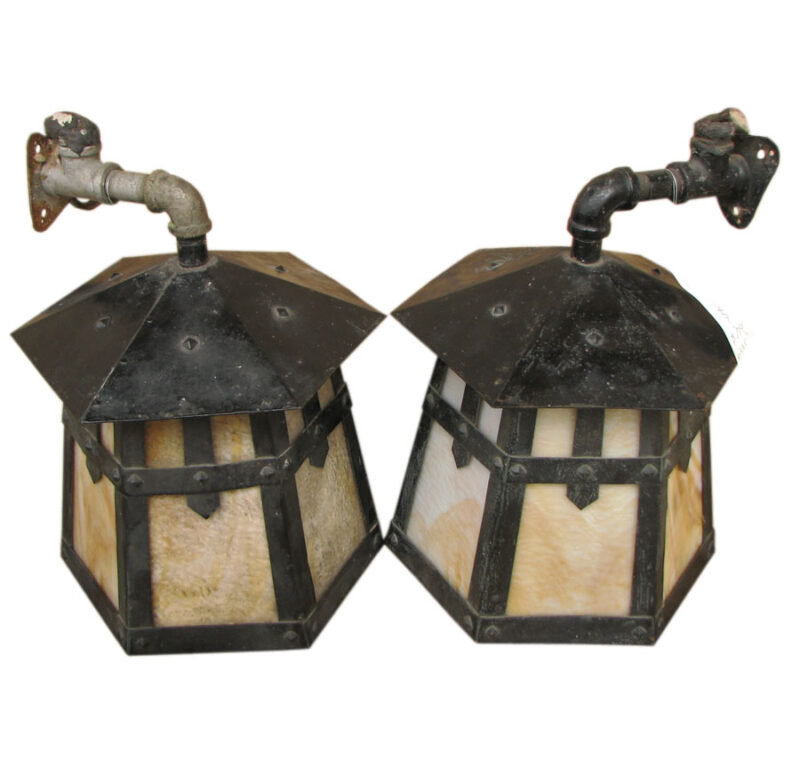 Arts & Crafts  Slag Glass Lanterns F6765