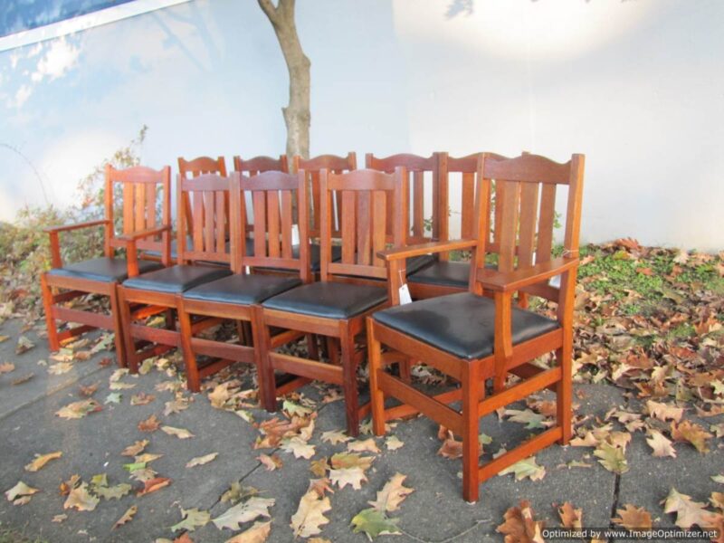 Great Antique L&jG Stickley Set of 10 Dining Chairs w2006 - Image 3
