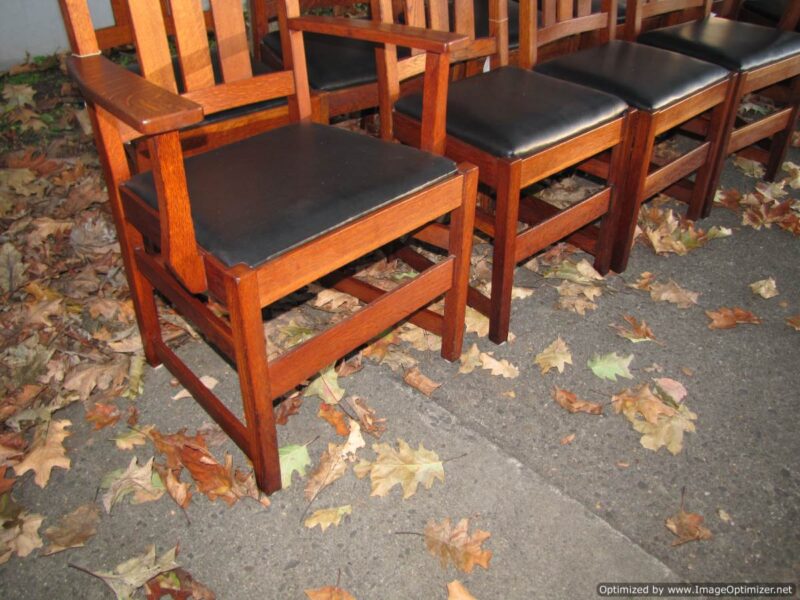 Great Antique L&jG Stickley Set of 10 Dining Chairs w2006 - Image 7
