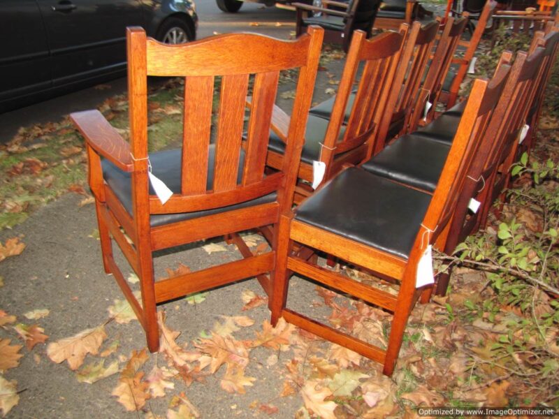 Great Antique L&jG Stickley Set of 10 Dining Chairs w2006 - Image 9