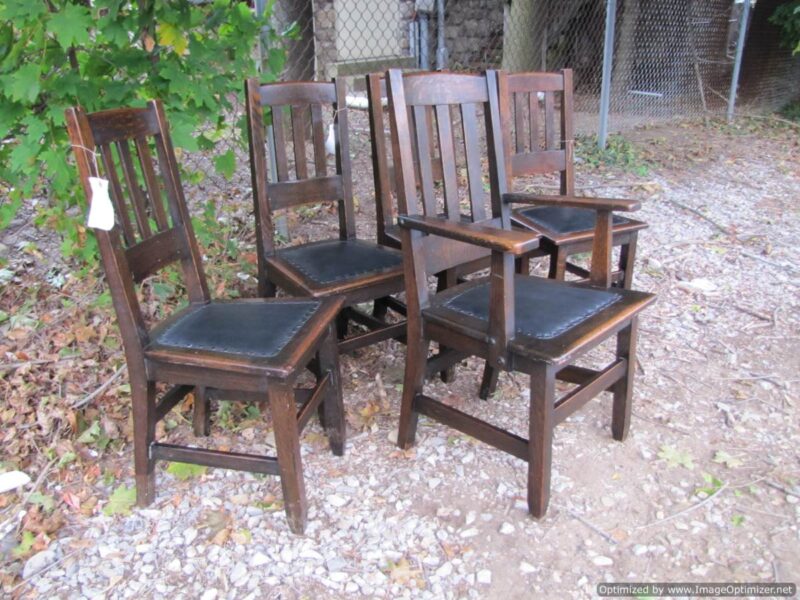 Antique Set of five A&C Chairs from STICKLEY Era W1430 - Image 4
