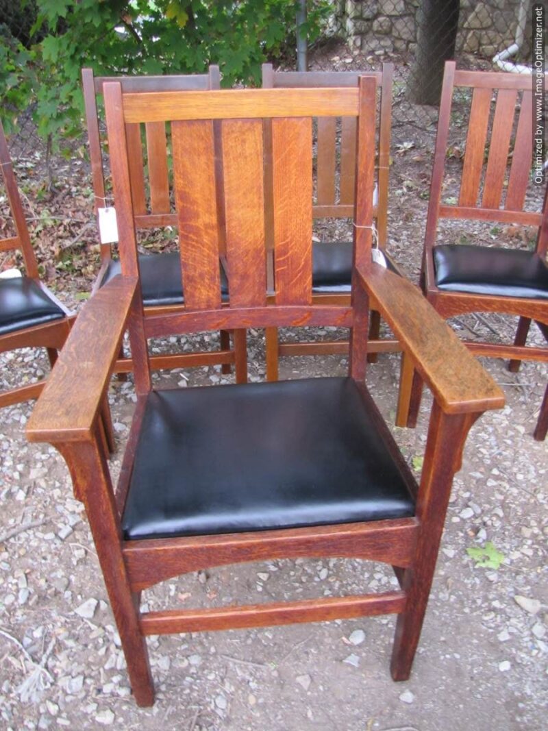 Superb Set of Five Antique Gustav Stickley Chairs in Harvey Ellis design W2594 - Image 5