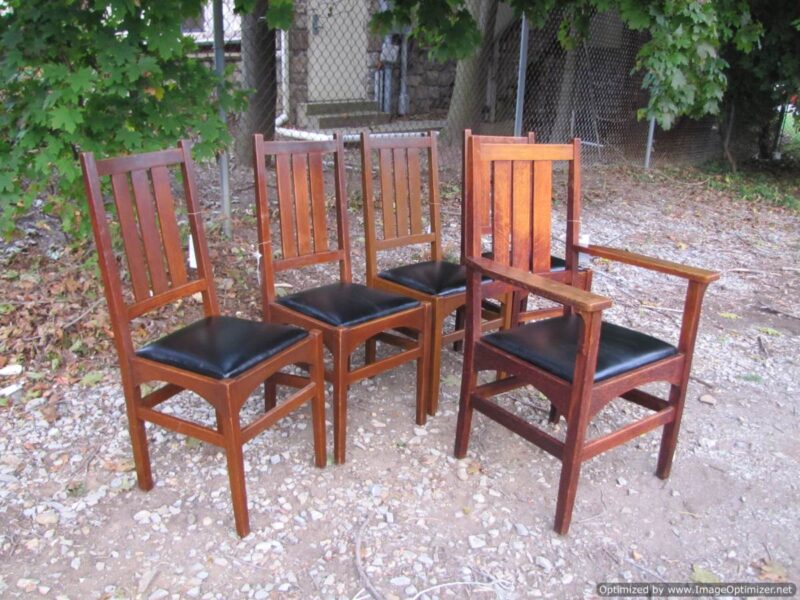 Superb Set of Five Antique Gustav Stickley Chairs in Harvey Ellis design W2594 - Image 26