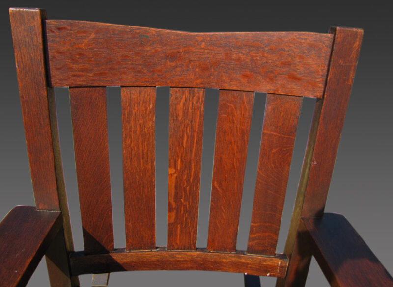 Antique Early Gustav Stickley Armchair V Back. W2227 - Image 4