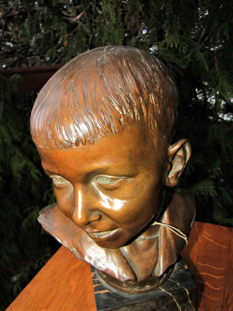 Antique Roman Bronze Works NY Boy Bust Sculpted by C. Luini. W5082 - Image 10