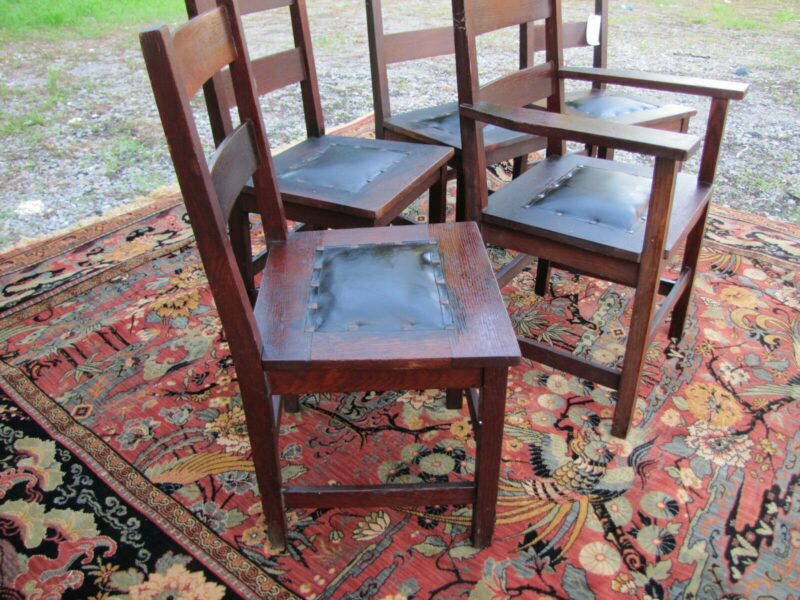 Antique Set of Five Gus Stickley Dining Chairs w5655 - Image 10