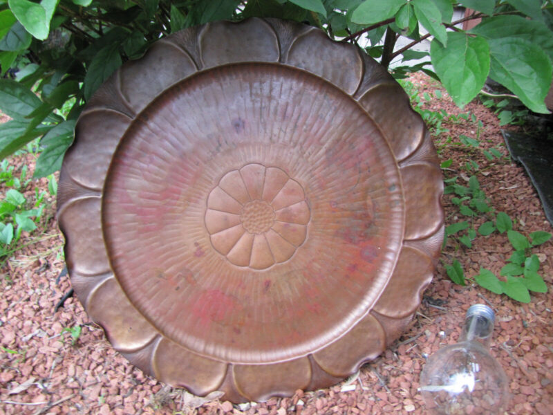 Antique Arts & Crafts Large Hammered Copper Charger W198