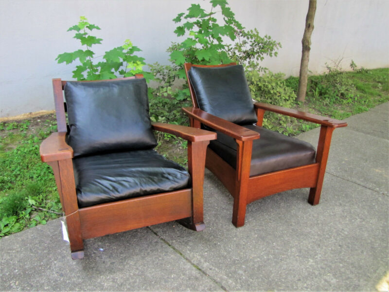 Antique Pair of Limbert Rocking Chair & Morris Chair. W1158 W2589