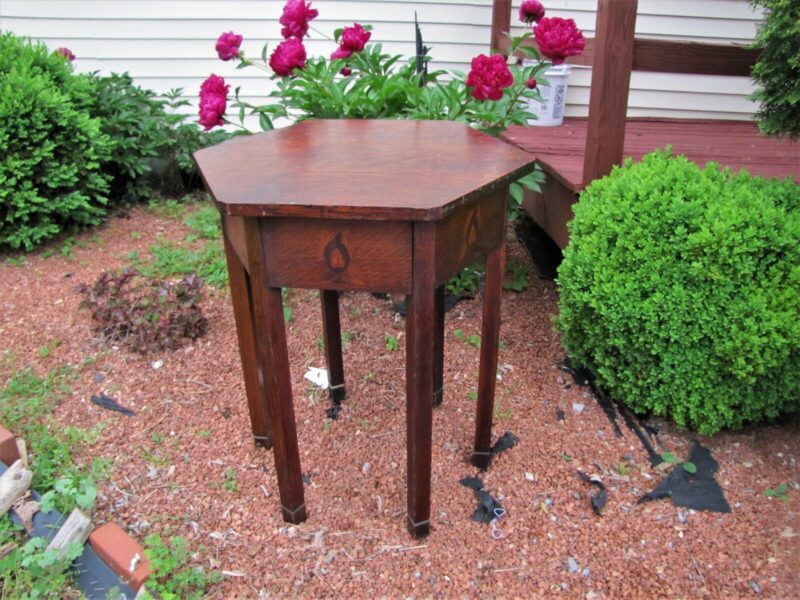 Superb & Rare Early Stickley Brothers Hexagon Top Table with Inlays inv5174 - SOLD - Image 8