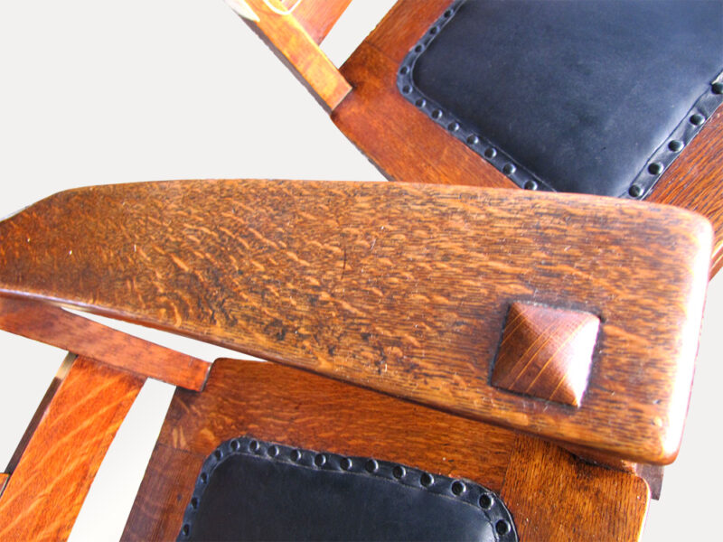 Antique set of 5 Limbert Dining Chairs. W2221 - Image 9