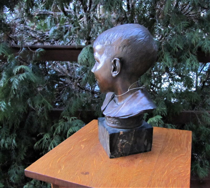 Antique Roman Bronze Works NY Boy Bust Sculpted by C. Luini. W5082 - Image 8