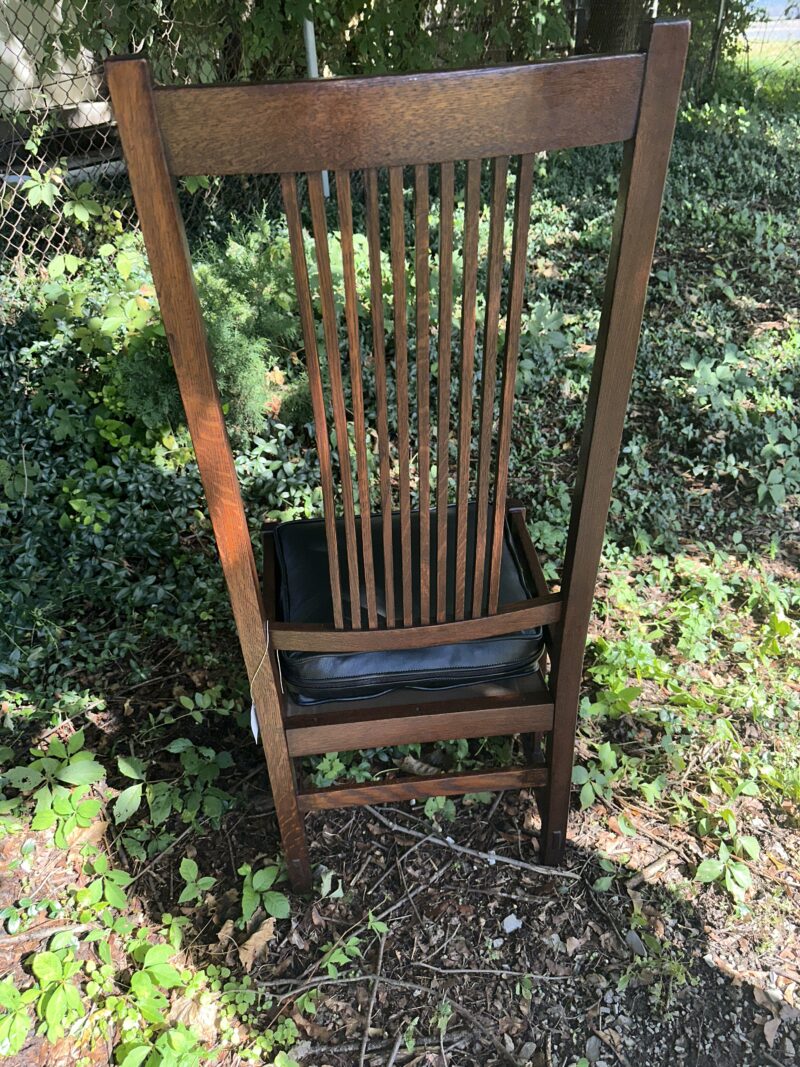 Antique marked/signed GUSTAV STICKLEY spindle side chair with high back - w7971 - Image 6