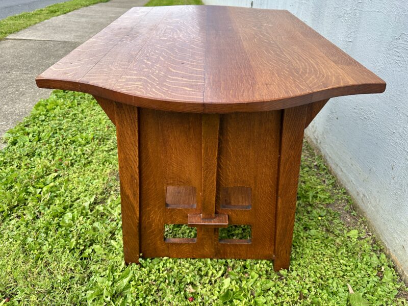 SUPERB Antique Charles Limbert Turtle Top Library Table - Image 16