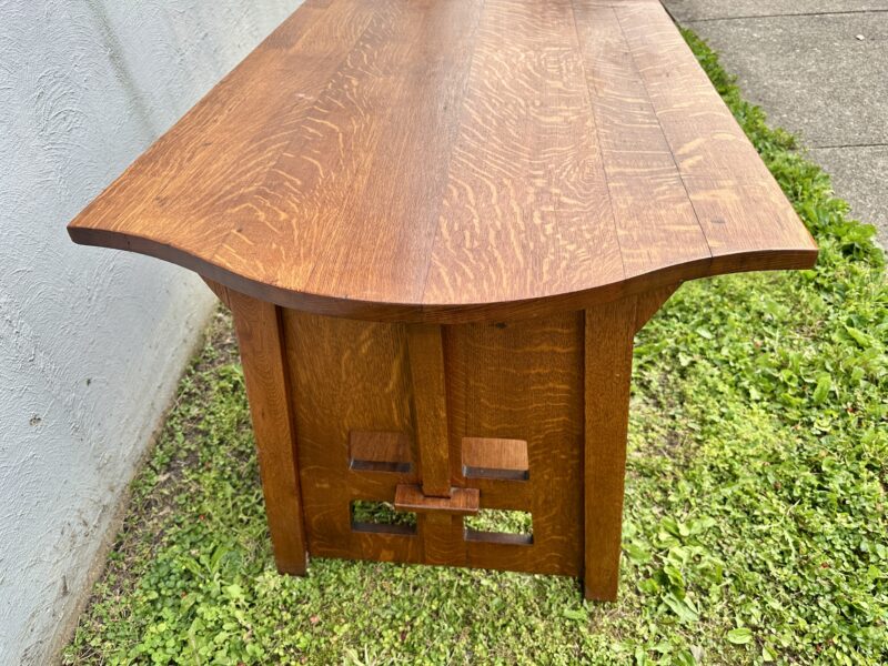 SUPERB Antique Charles Limbert Turtle Top Library Table - Image 13