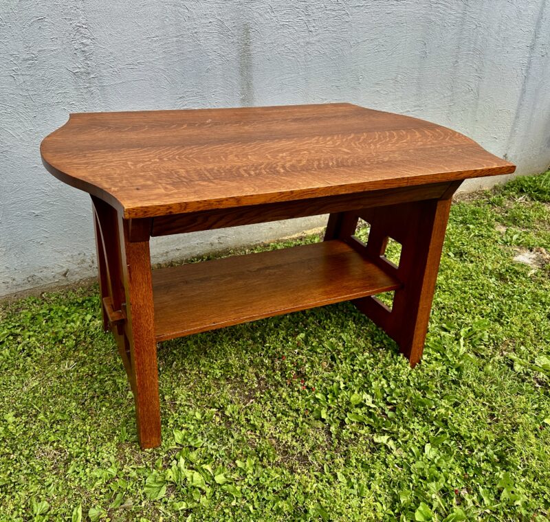 SUPERB Antique Charles Limbert Turtle Top Library Table