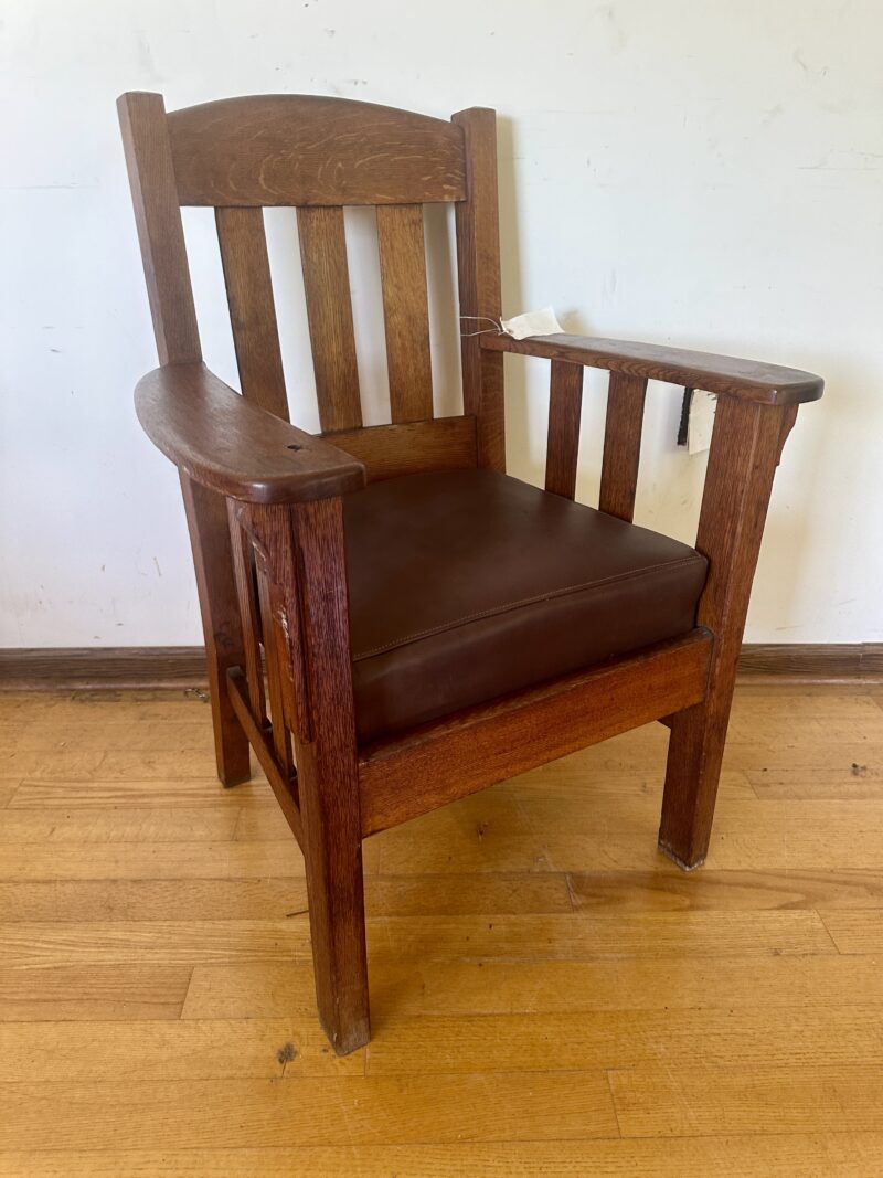 Antique Arts & Crafts oak armchair - ff542