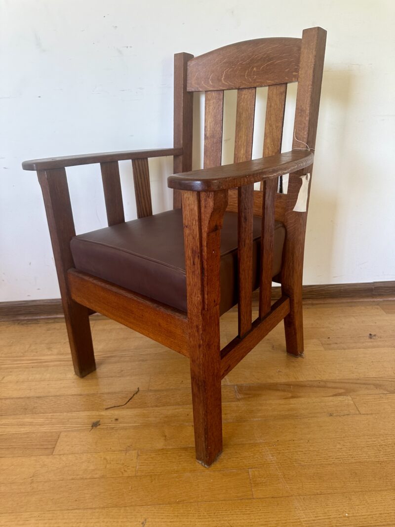 Antique Arts & Crafts oak armchair - ff542 - Image 2