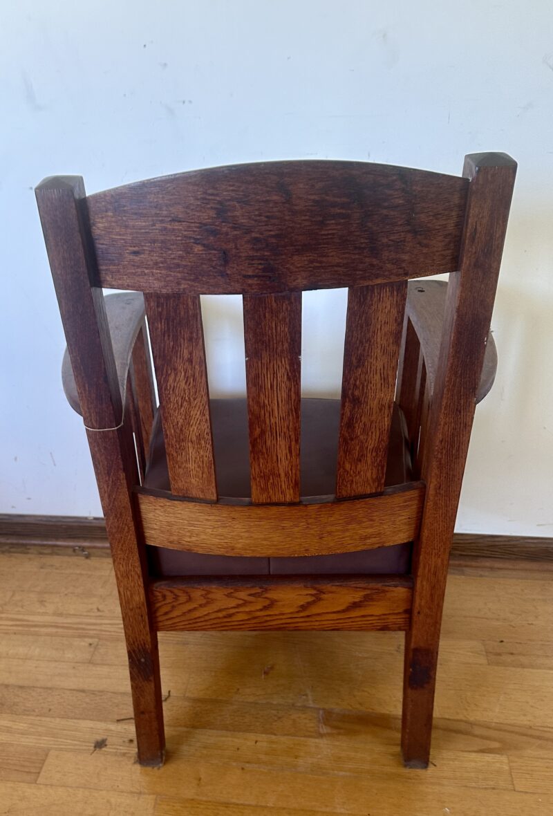 Antique Arts & Crafts oak armchair - ff542 - Image 3