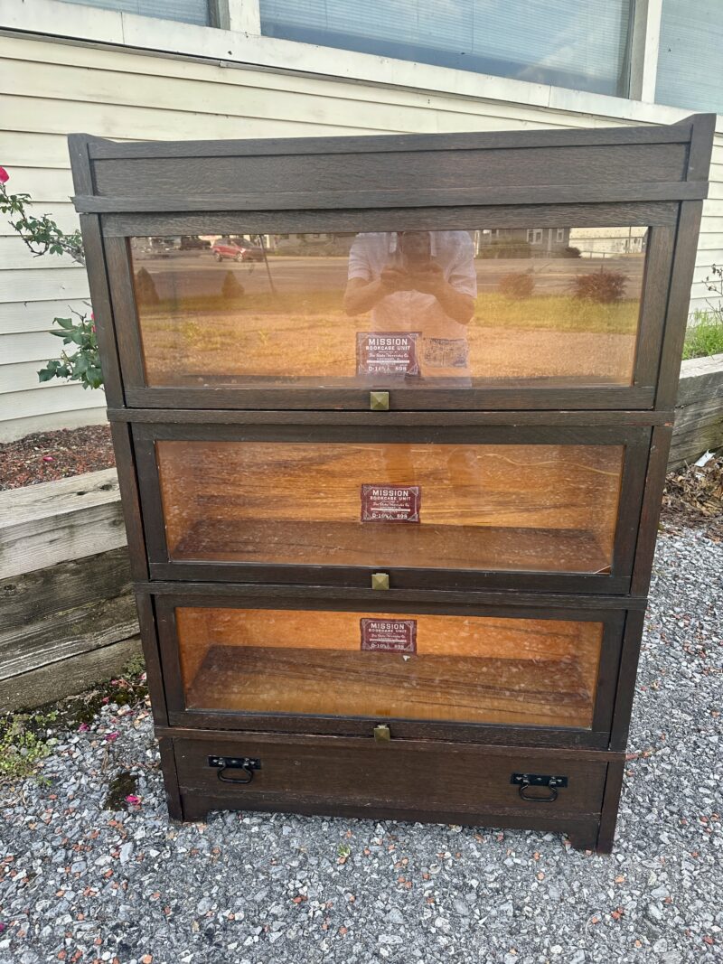 SUPERB Antique Arts & Crafts Mission 3-Section Bookcase with Bottom Drawer - W2794 - Image 16