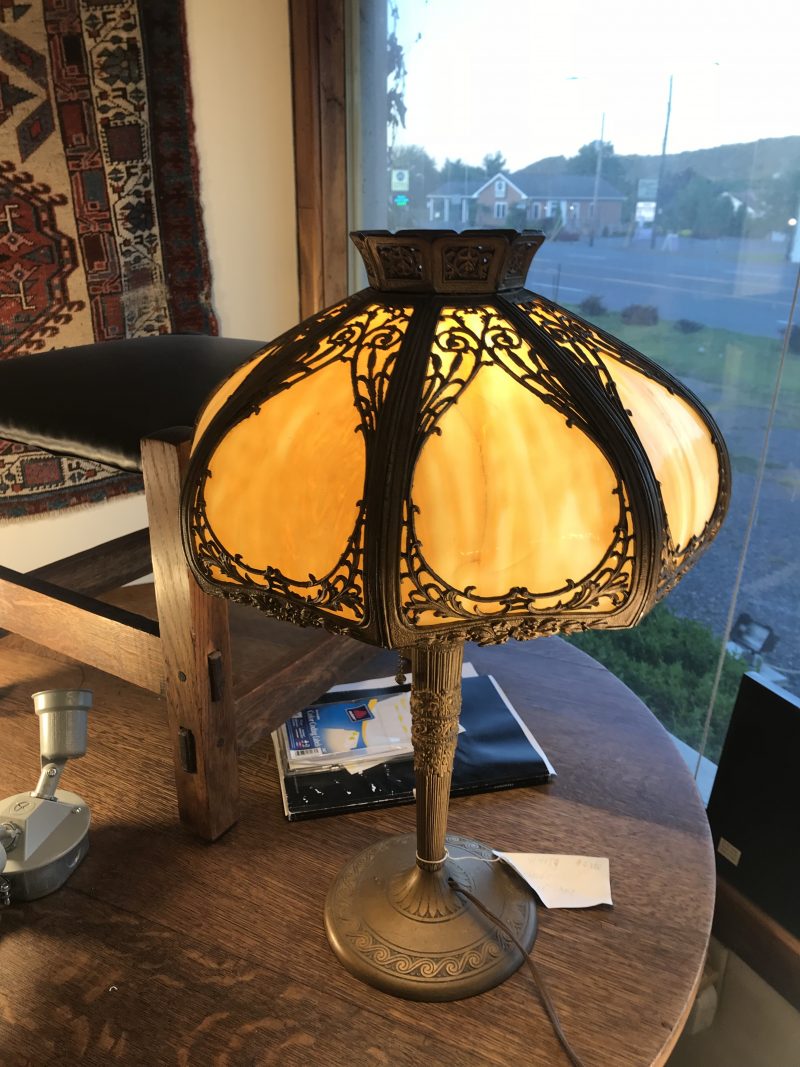 Antique Slag Glass Table Lamp. W4459