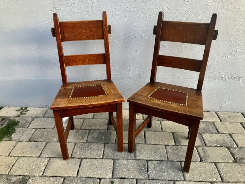Set of Six Collectible Gustav Stickley Rabbit Ear Chairs circa 1901 - W7180 - Image 5
