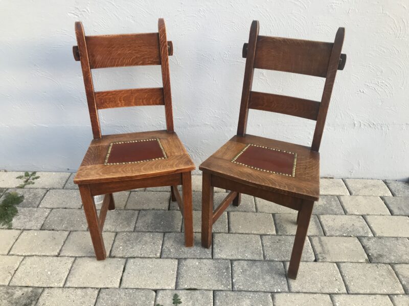 Set of Six Collectible Gustav Stickley Rabbit Ear Chairs circa 1901 - W7180