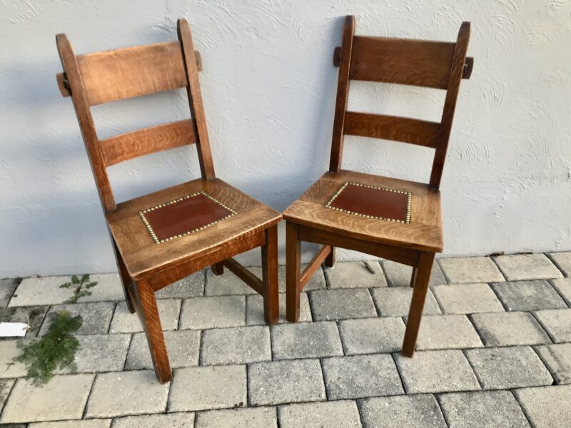 Set of Six Collectible Gustav Stickley Rabbit Ear Chairs circa 1901 - W7180 - Image 12