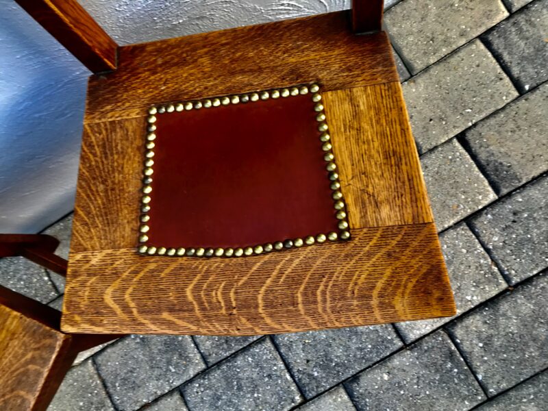 Set of Six Collectible Gustav Stickley Rabbit Ear Chairs circa 1901 - W7180 - Image 20