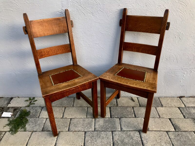 Set of Six Collectible Gustav Stickley Rabbit Ear Chairs circa 1901 - W7180 - Image 21