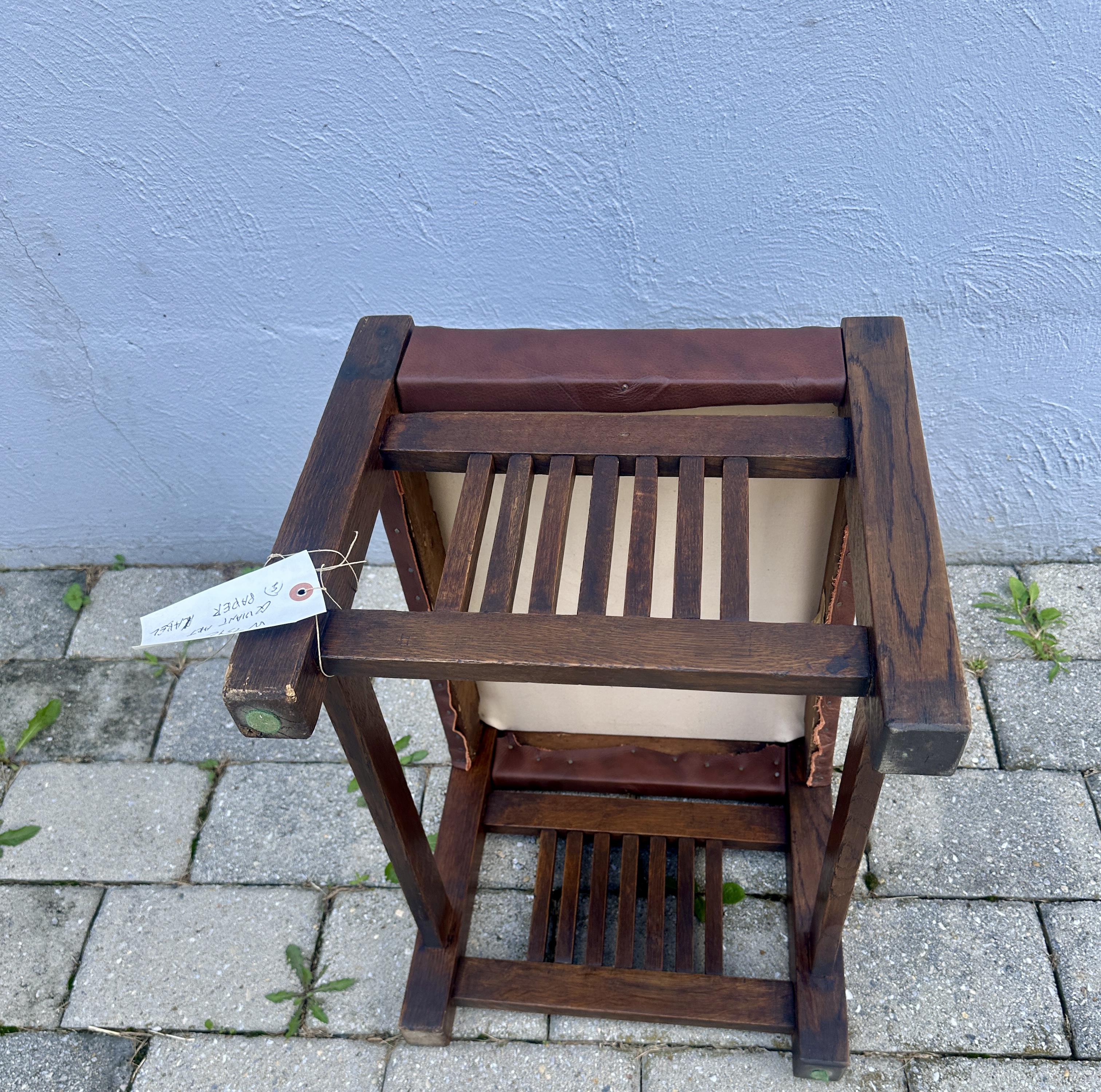 "Quaint Art Furniture" Stickley Era Red Leather Spindle Oak Footstool W7542 - Image 12