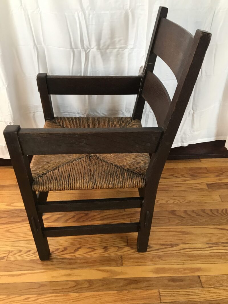 SUPERB Rare Circa 1901 GUSTAV STICKLEY Thurdan Arm Chair with Original Rush Seat  WXXXX                                                                 SOLD - Image 12
