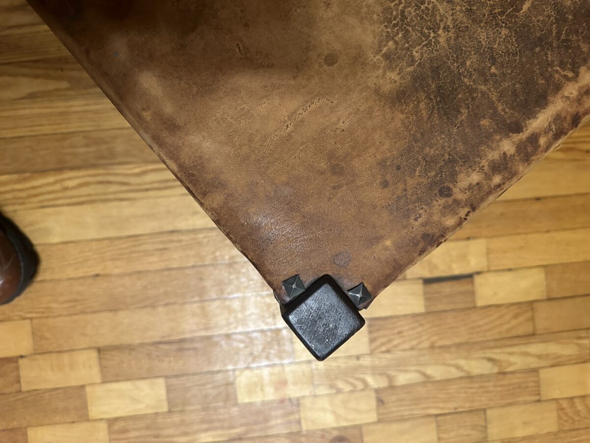 Antique Gustav Stickley Spindled Footstool Original Leather Top W7968 - Image 19