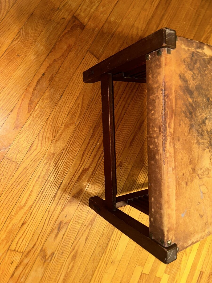 Antique Gustav Stickley Spindled Footstool Original Leather Top W7968 - Image 25