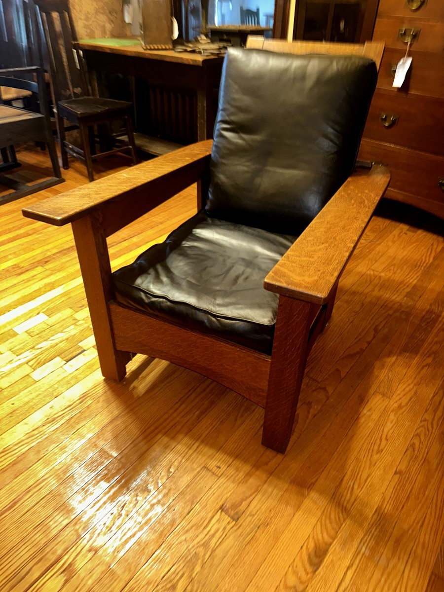 SUPERB Antique Charles Limbert Morris Chair W7190 - Image 22
