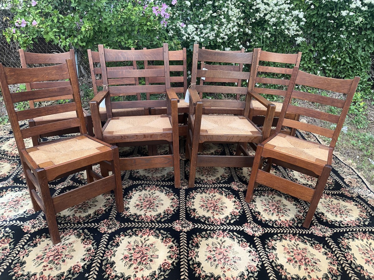 SUPERB Antique Gustav Stickley Dining Chairs Model 352 W7794