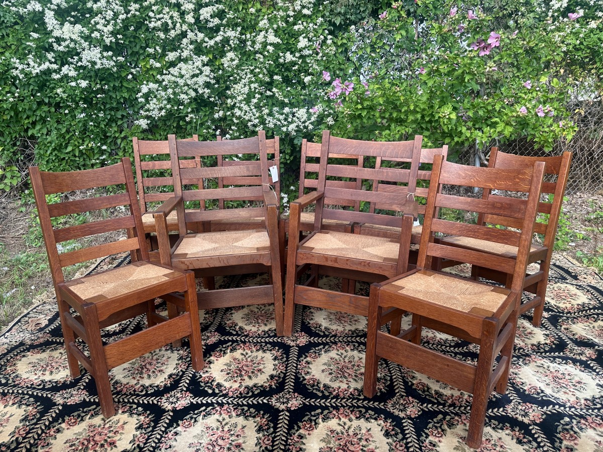 SUPERB Antique Gustav Stickley Dining Chairs Model 352 W7794 - Image 18