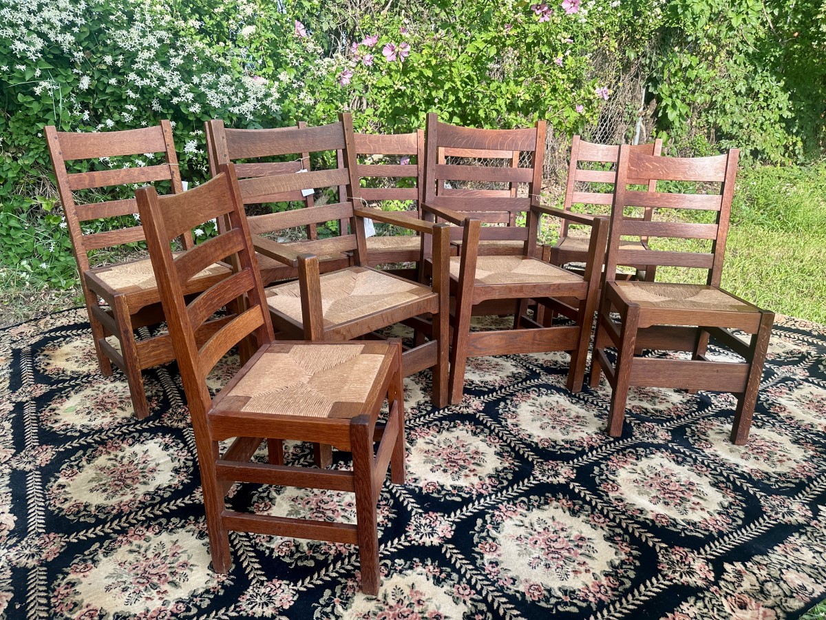 SUPERB Antique Gustav Stickley Dining Chairs Model 352 W7794 - Image 20