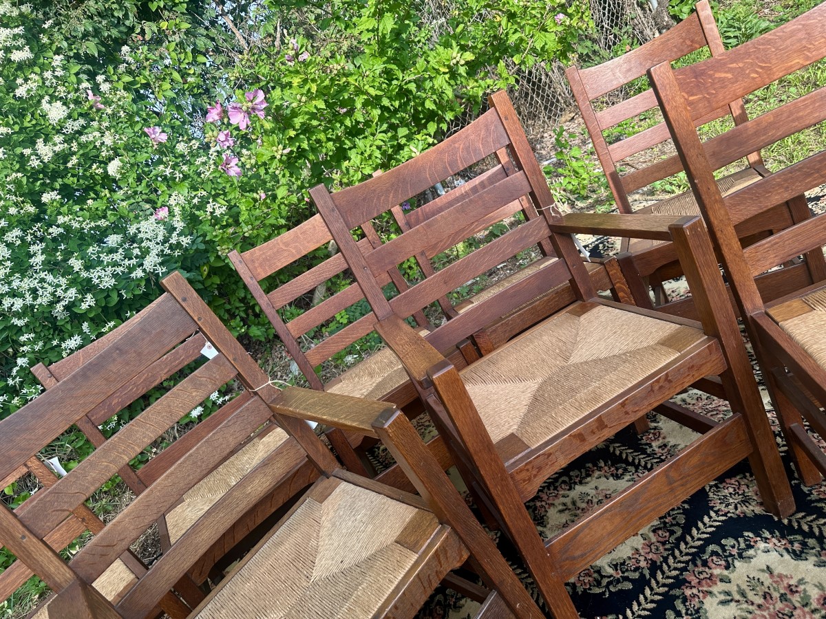 SUPERB Antique Gustav Stickley Dining Chairs Model 352 W7794 - Image 22