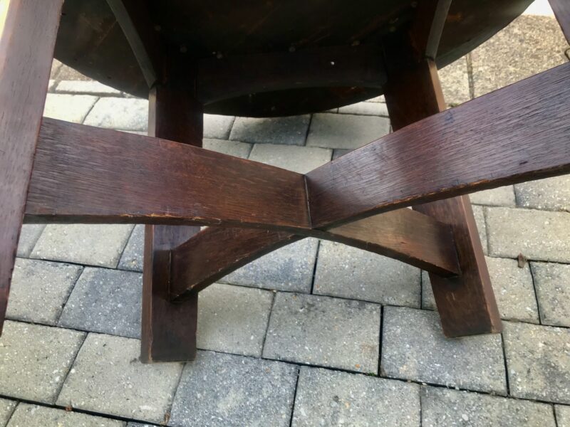 Rare Gustav Stickley Table with Original Leather - 48" Diameter - W5284 - Image 3
