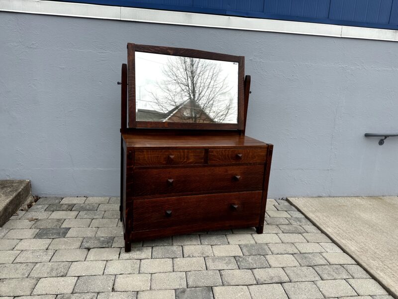 SUPERB Quality Gustav Stickley Dresser with Mirror circa 1901 - Image 9