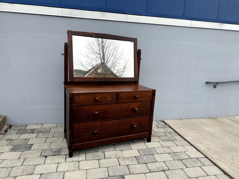 SUPERB Quality Gustav Stickley Dresser with Mirror circa 1901 - Image 11