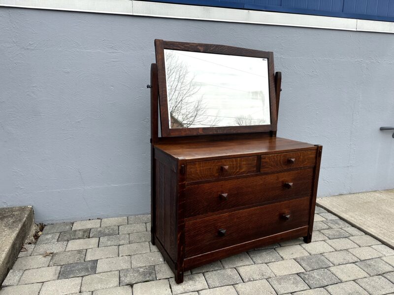 SUPERB Quality Gustav Stickley Dresser with Mirror circa 1901 - Image 12