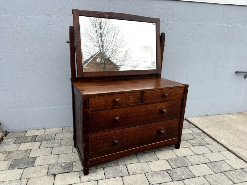 SUPERB Quality Gustav Stickley Dresser with Mirror circa 1901 - Image 13
