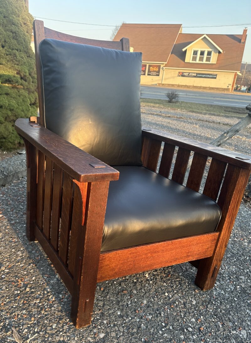 ANTIQUE L&JG STICKLEY MORRIS CHAIR - W - Image 27